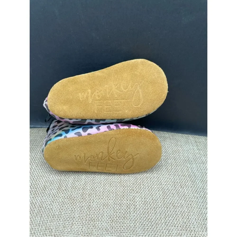 Monkey Feet Baby Girl Shoes Size 6-12 Months New Cheetah Print